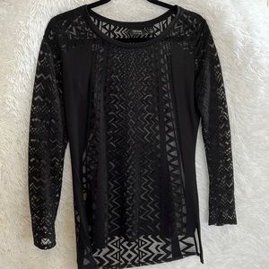 Nicole Miller Sheer Geometric Print Top